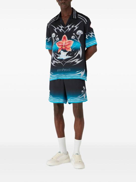 25FW 카사블랑카 반팔 셔츠 MAW25SH003 03 BLACK - CASABLANCA