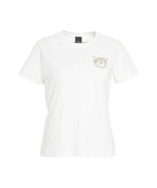 25FW 핑코 반팔 티셔츠 103320 A2RN Z05 BIANCO