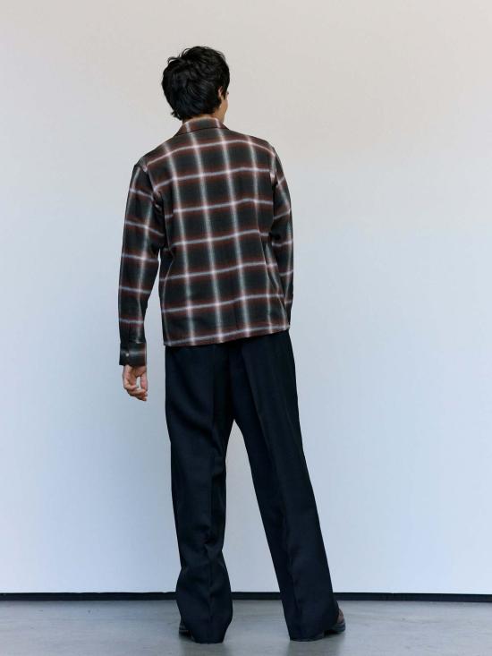  세컨드 레이어 긴팔 셔츠 세컨드/레이어 레드 체크 코튼 로건 옴브레 Ls - SECOND/LAYER