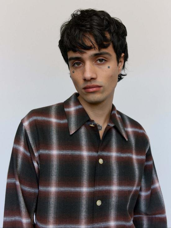  세컨드 레이어 긴팔 셔츠 세컨드/레이어 레드 체크 코튼 로건 옴브레 Ls - SECOND/LAYER