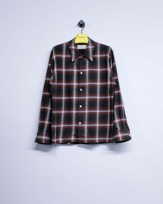  세컨드 레이어 긴팔 셔츠 세컨드/레이어 레드 체크 코튼 로건 옴브레 Ls - SECOND/LAYER