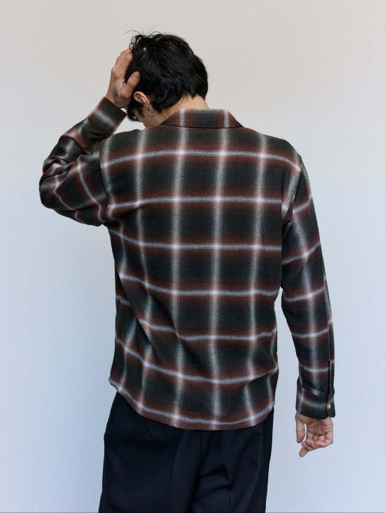  세컨드 레이어 긴팔 셔츠 세컨드/레이어 레드 체크 코튼 로건 옴브레 Ls - SECOND/LAYER