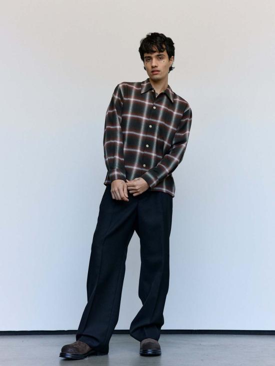  세컨드 레이어 긴팔 셔츠 세컨드/레이어 레드 체크 코튼 로건 옴브레 Ls - SECOND/LAYER