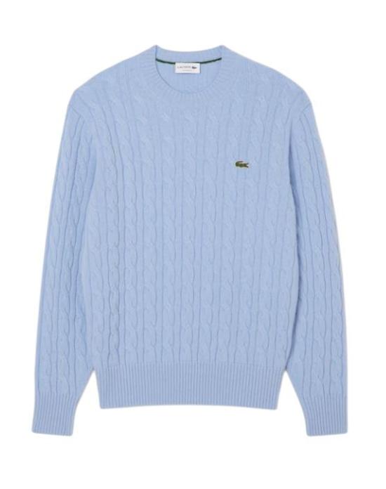 25FW 라코스테 케이블 크루넥 울 니트 AH2924 HBP AZZURRO CLEAR BLUE