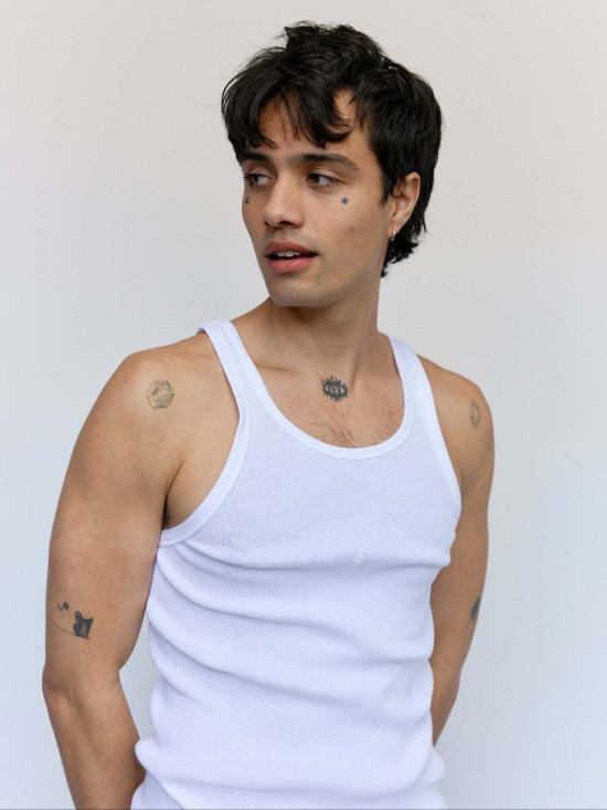  세컨드 레이어 민소매 티셔츠 2층/레이어 와이프 플리저 슬 탱크 - SECOND/LAYER