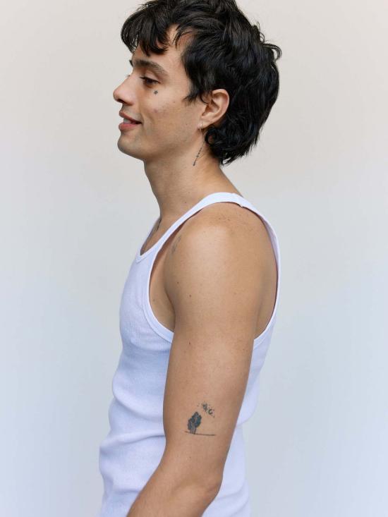  세컨드 레이어 민소매 티셔츠 2층/레이어 와이프 플리저 슬 탱크 - SECOND/LAYER