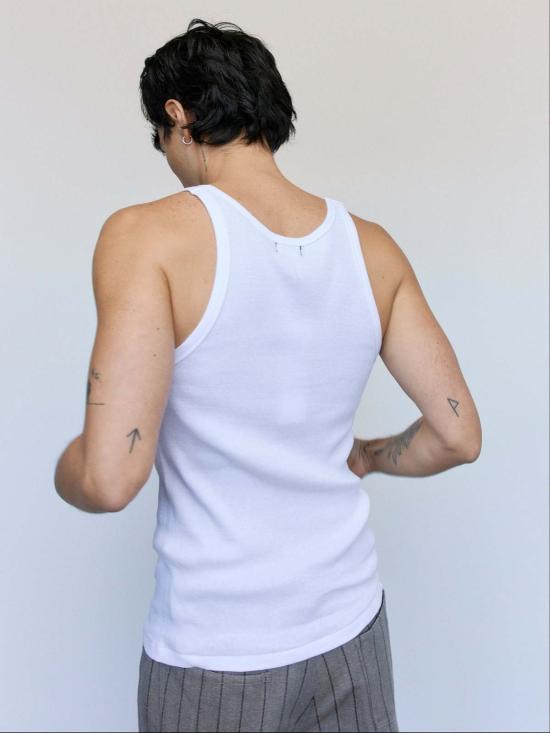  세컨드 레이어 민소매 티셔츠 2층/레이어 와이프 플리저 슬 탱크 - SECOND/LAYER