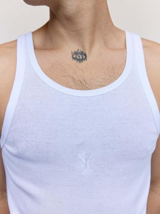  세컨드 레이어 민소매 티셔츠 2층/레이어 와이프 플리저 슬 탱크 - SECOND/LAYER