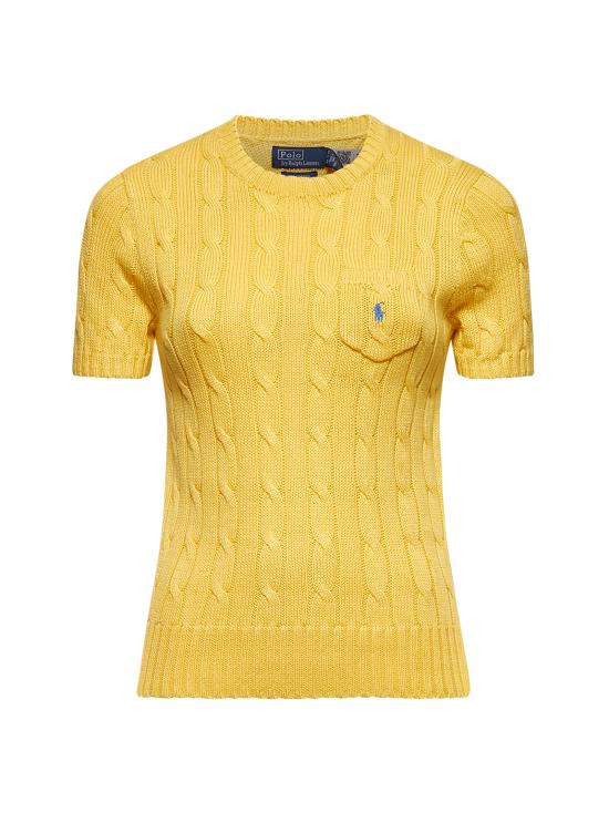 25SS 폴로 랄프로렌 포니로고 자수 코튼 케이블 반소매 니트 211895379 015 FALL YELLOW