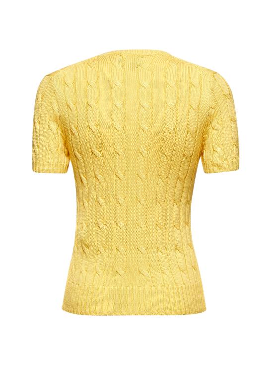 25SS 폴로 랄프로렌 포니로고 자수 코튼 케이블 반소매 니트 211895379 015 FALL YELLOW - POLO RALPH LAUREN