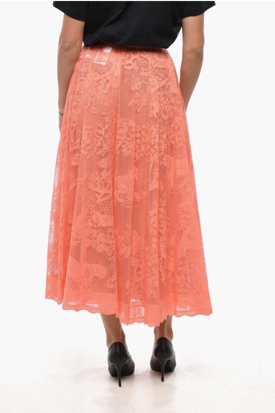  디올 롱 스커트 441J75A8986 2590 Orange - DIOR