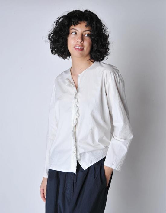  Manuelle Guibal 셔츠 마누엘 기발 윈터 화이트 긴팔 러플 걸 셔츠 - OTHER BRANDS