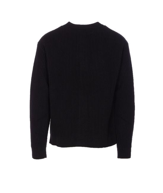 25FW 메종키츠네 폭스 헤드 울 립드 가디건 PM00508KT1149 P199 Black - MAISON KITSUNE