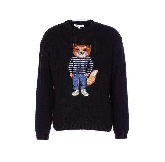 25FW 메종키츠네 드레스드 폭스 인타르시아 울 스웨터 PM00806KH0002 P199 Black