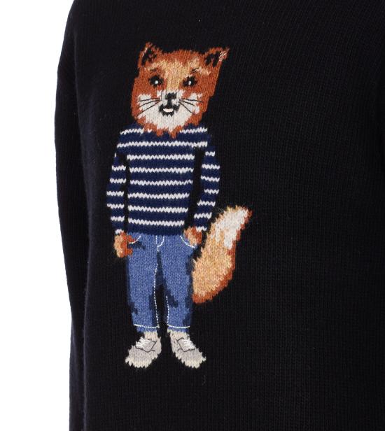 25FW 메종키츠네 드레스드 폭스 인타르시아 울 스웨터 PM00806KH0002 P199 Black - MAISON KITSUNE