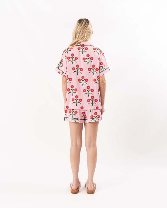  케이티 키메 라운지 웨어 포인세티아 파자마 반바지 세트 핑크 - KATIE KIME