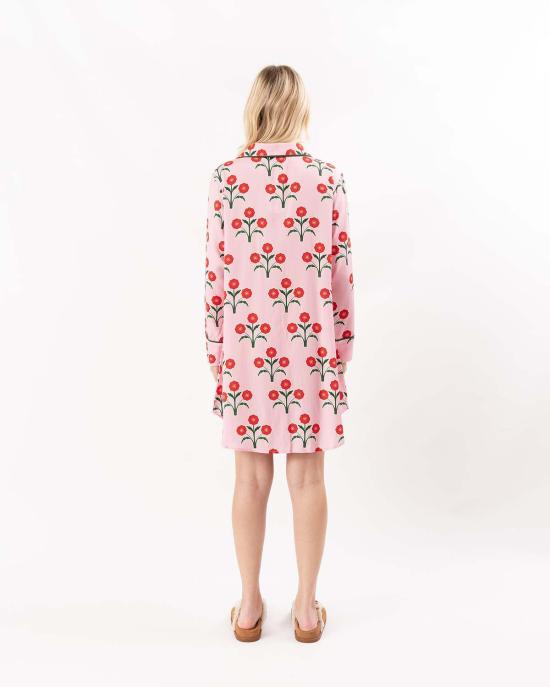  케이티 키메 라운지 웨어 Katie Kime 포인세티아 수면 셔츠 핑크 - KATIE KIME