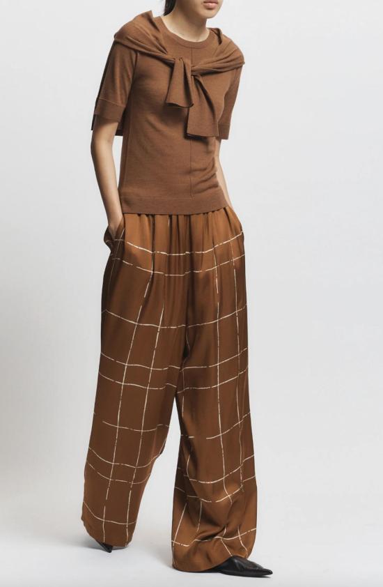  세인트 아트 스트레이트 팬츠 홀시 풀온 프린트 팬츠 진저