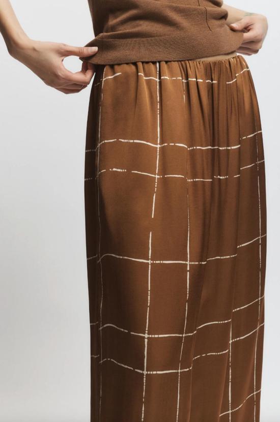  세인트 아트 스트레이트 팬츠 홀시 풀온 프린트 팬츠 진저 - SAINT ART