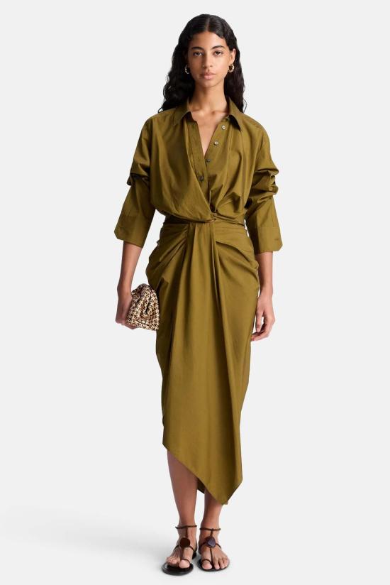  에이엘씨 미디 스커트 A.L.C. 로즈 드레이프 코튼 - A.L.C.