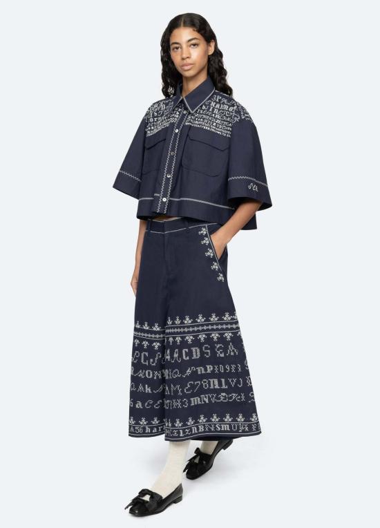  씨뉴욕 크롭 팬츠 Sea Ny Kit 퀼로트 네이비 - SEA NY