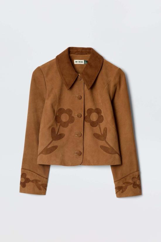  릭소 무스탕 Rixo London Dionne 재킷 레트로 데이지 아플리케 재킷