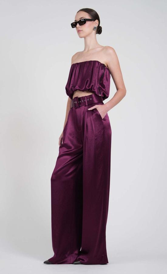  논살란트 레이블 민소매 티셔츠 무심한 라벨 메이 크롭 탑 플럼 - NONCHALANT LABEL