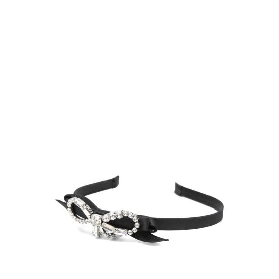 26SS 지미추 헤어 액세서리 CRYSTAL BOW HEADBA XAH BKSIC BLACK - JIMMY CHOO