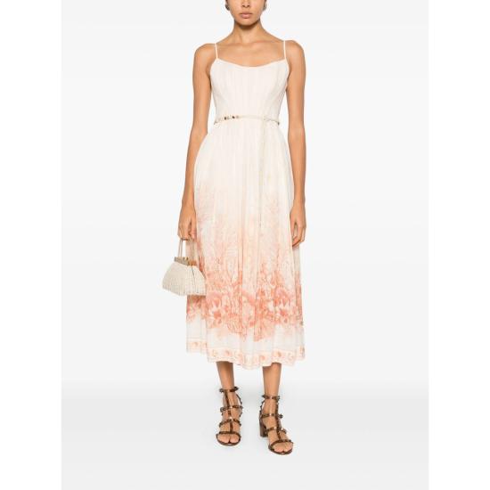 26SS 짐머만 롱 원피스 6881DRS262 CORAL WHITE PINK - ZIMMERMANN