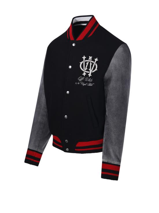 25FW 오프화이트 봄버 자켓 OMEH053F25 FAB003 1017 BLACK FROZ - OFF WHITE