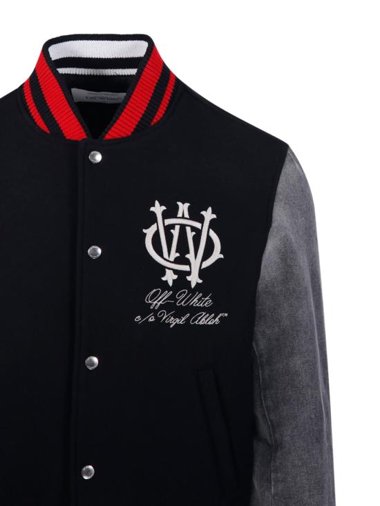 25FW 오프화이트 봄버 자켓 OMEH053F25 FAB003 1017 BLACK FROZ - OFF WHITE