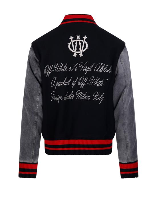 25FW 오프화이트 봄버 자켓 OMEH053F25 FAB003 1017 BLACK FROZ - OFF WHITE