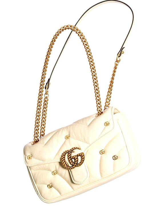 25SS 구찌 GG 마몽 마틀라세 레더 스몰 숄더백 443497 AACPG Bianco White - GUCCI