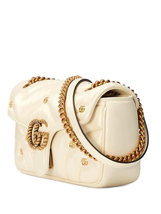 25SS 구찌 GG 마몽 마틀라세 레더 스몰 숄더백 443497 AACPG Bianco White - GUCCI