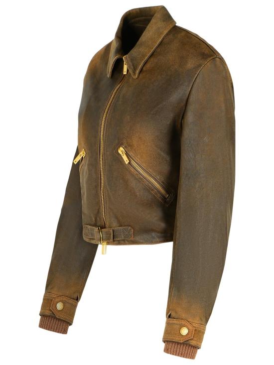 25FW 골든구스 가죽 자켓 GWP02376 P00216590108 Brown - GOLDEN GOOSE