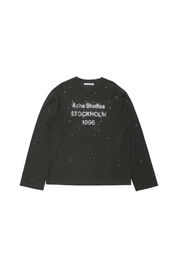  아크네 스튜디오 긴팔 티셔츠 Acne Studios 로고 긴팔 크루넥 티셔츠 블랙