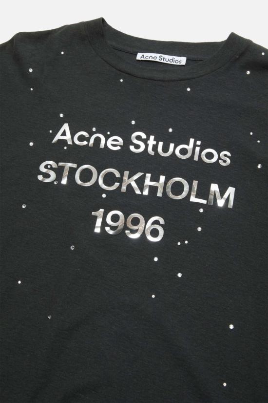  아크네 스튜디오 긴팔 티셔츠 Acne Studios 로고 긴팔 크루넥 티셔츠 블랙 - ACNE STUDIOS