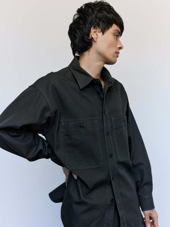  르메르 긴팔 셔츠 에스프레소 헤비 코튼 트윌 유틸리티 오버 - LEMAIRE