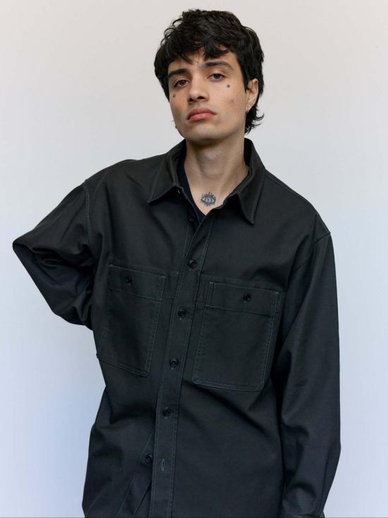  르메르 긴팔 셔츠 에스프레소 헤비 코튼 트윌 유틸리티 오버 - LEMAIRE