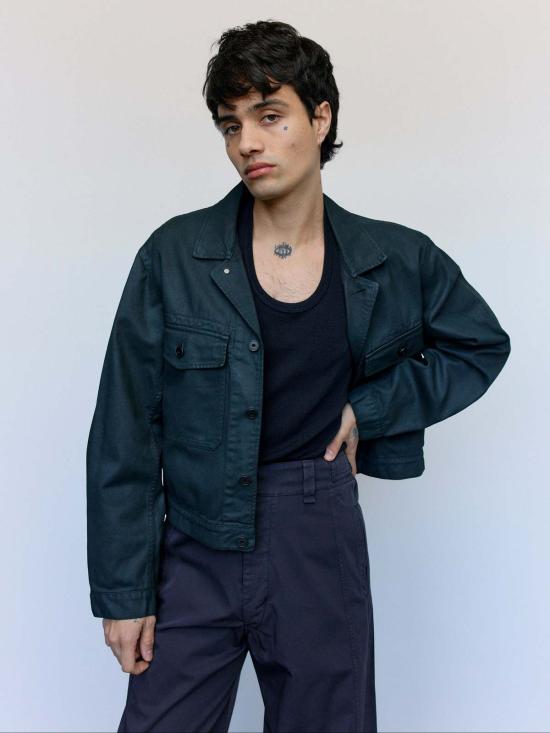  르메르 데님 자켓 콜 코팅 데님 트러커 재킷 - LEMAIRE