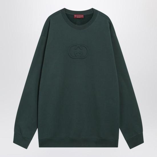 25FW 구찌 브러시드 코튼 저지 스웨트셔츠 848737XJHKI R GUC 3348 GREEN