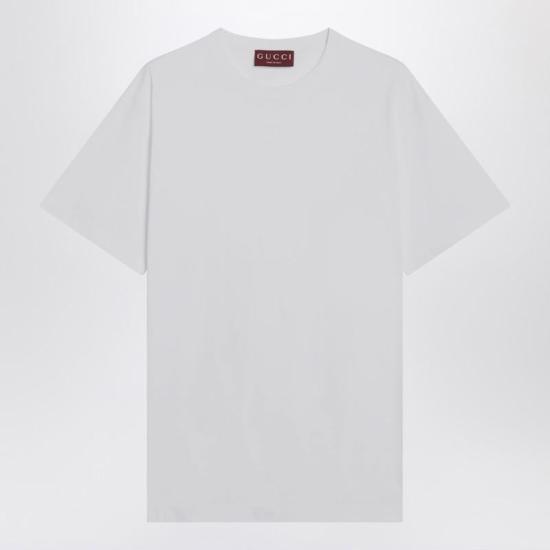 25FW 구찌 로고 자수 코튼 저지 반팔 티셔츠 837959XJHJR R GUC 9692 WHITE