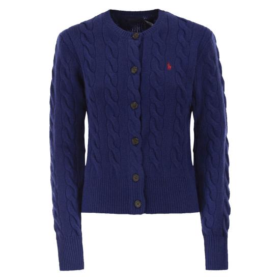 25FW 폴로 랄프로렌 로고 자수 크루넥 가디건 211972104 BLUETTE