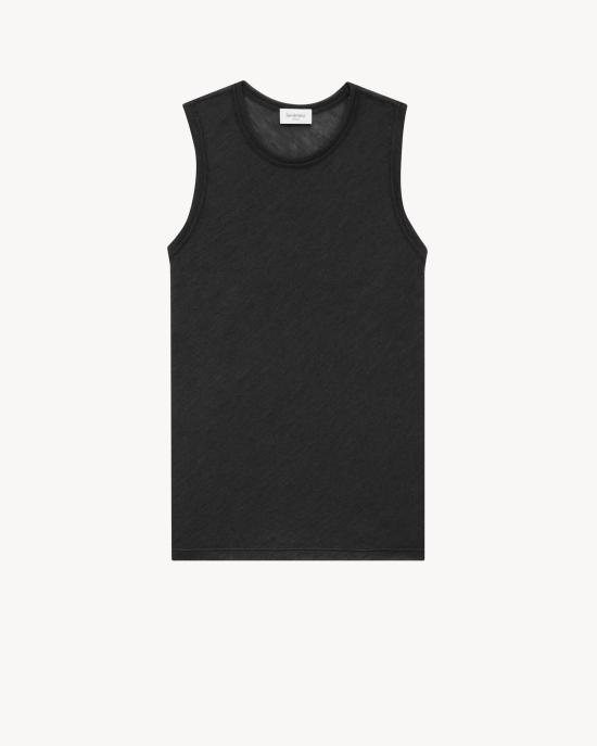 25FW 생로랑 민소매 티셔츠 849920Y38BL1000 Black