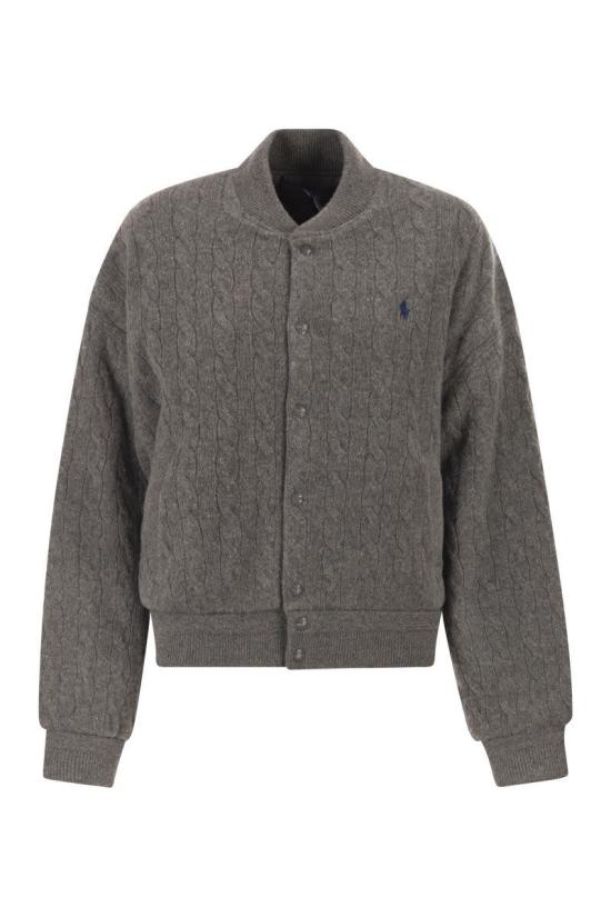 25FW 폴로 랄프로렌 케이블 니트 봄버 재킷  211966122 001 GREY