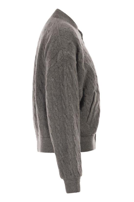 25FW 폴로 랄프로렌 케이블 니트 봄버 재킷  211966122 001 GREY - POLO RALPH LAUREN