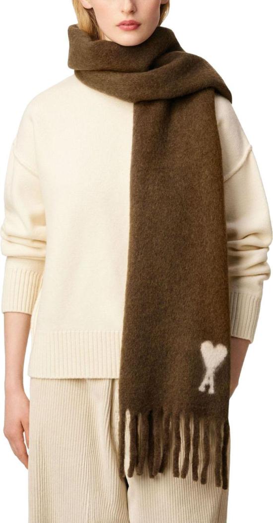 25FW 아미 알파카 아미 드 꾀흐 스카프 USF673AW0004216 BROWN - AMI