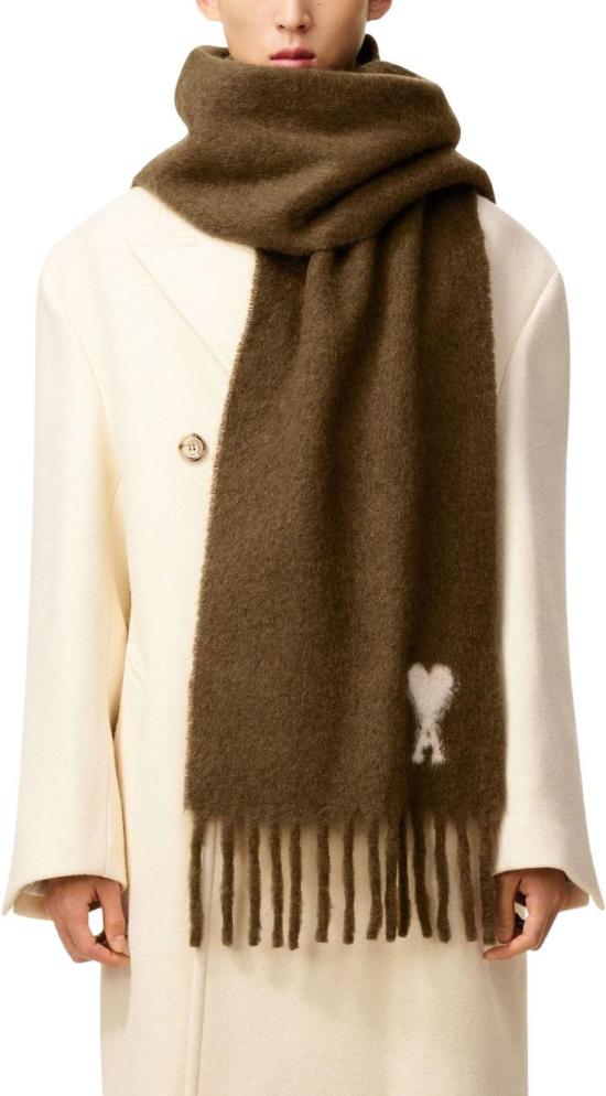 25FW 아미 알파카 아미 드 꾀흐 스카프 USF673AW0004216 BROWN - AMI