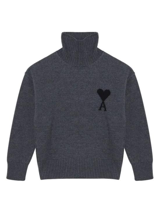 25FW 아미 ADC 터틀넥 스웨터 ADC   UKS839 018 0504 HEATHER GREY BLACK