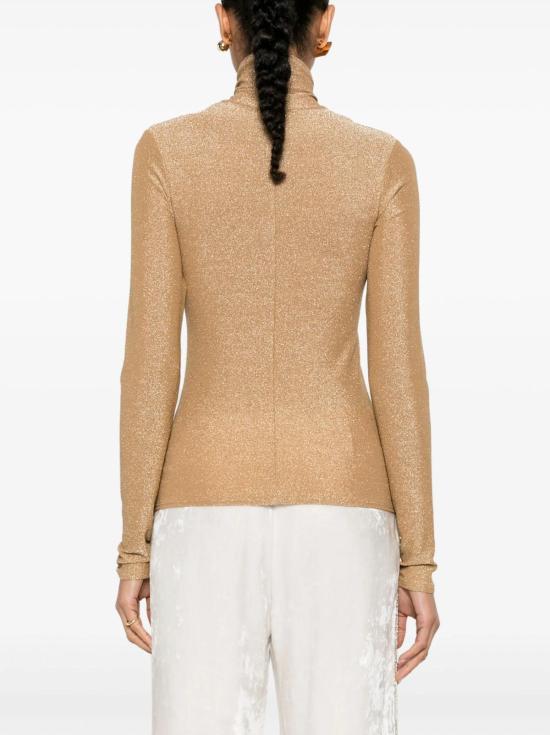  포르테포르테 긴팔 티셔츠 Forte Forte Lurex 저지 터틀넥 T 셔츠 Oro - FORTE FORTE